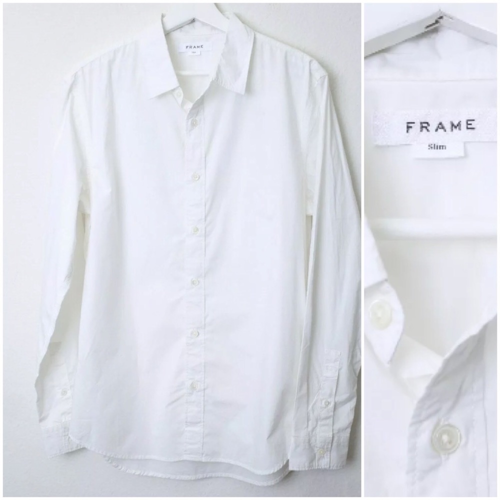 FRAME White Button Down Collared Shirt Slim fit